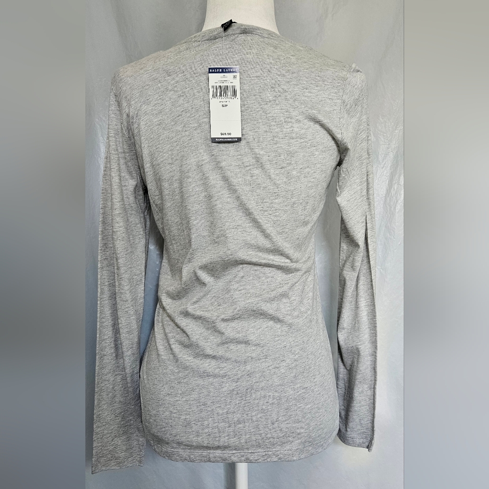 Laure Ralph Lauren Gray Sequin Long Sleeve Tee NWT - Picture 4 of 9
